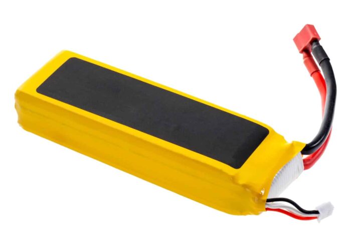 Lithium-ion polymer rechargeable battery (abbreviated as LiPo, LIP, Li-poly) with balancing and main power plugs. LiPo batteries are used in portable electronics, drones and radio controlled models.